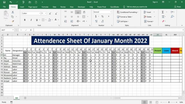 How to make 12 Months complete Attendance sheet in Excel |Attendance sheet excel ma kaisa banaye смотреть онлайн
