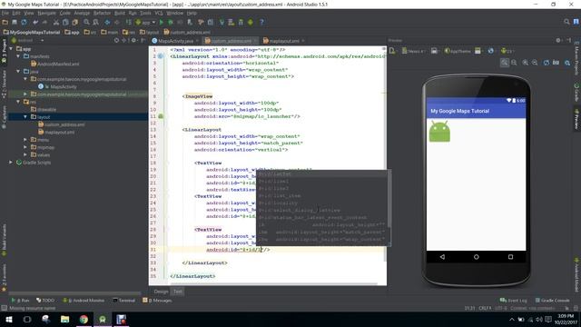 Google Maps API Tutorial in Android Studio PART 7 (Custom InfoWindow snippet & Custom Marker) смотреть онлайн