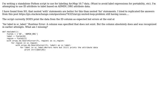 Python 2.7 stand alone script for compounded with statement. Errors 'column specified does not... смотреть онлайн