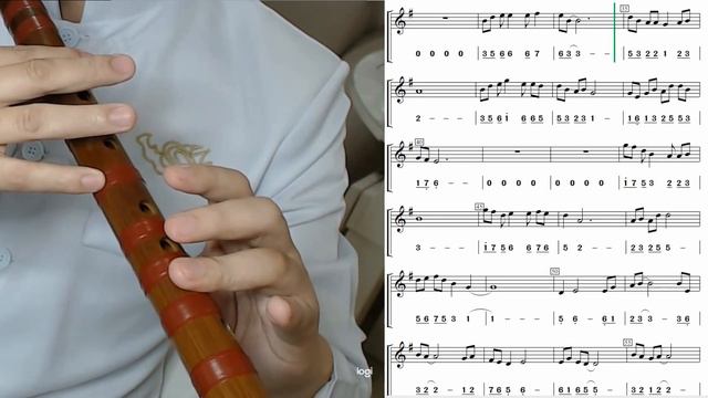 Practice Four-Bass G key dizi flute practice with staff and number notation 《春雨》大G 调笛子指法谱 @Dan Tang смотреть онлайн