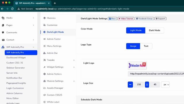 WordPress Dashboard Dark and Light Mode setup by WP Adminify смотреть онлайн
