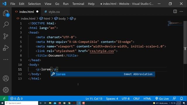 VS Code: How To Create Lorem Ipsum Text In An HTML File смотреть онлайн