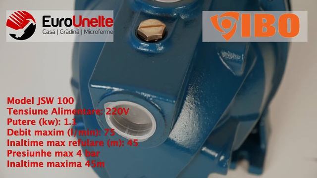 POMPA HIDROFOR IBO DAMBAT JSW 100, 1100W, 75L/MIN, INALTIME DE REFULARE 45M смотреть онлайн