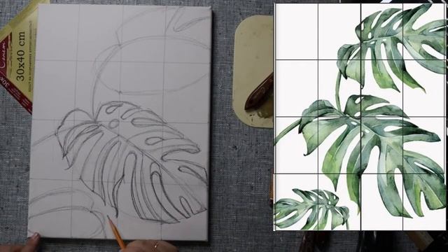 "Листья" Интерьерная картина Часть 1 эскиз смотреть онлайн