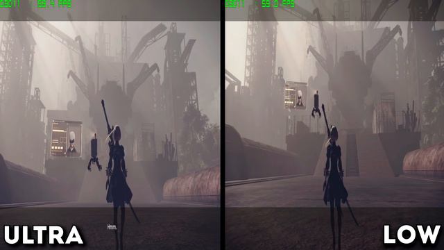 NieR Automata PC ULTRA vs LOW Settings Gameplay смотреть онлайн