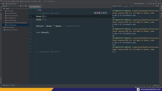 5.3 Arithmetic & Assignment Operator | PHP The !DYING Language смотреть онлайн