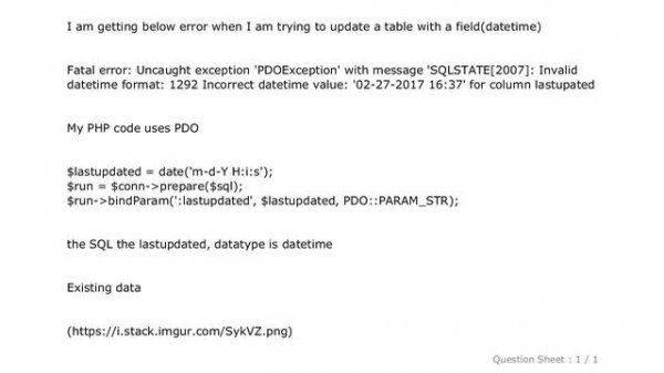MySQL : Invalid datetime format: 1292 Incorrect datetime value