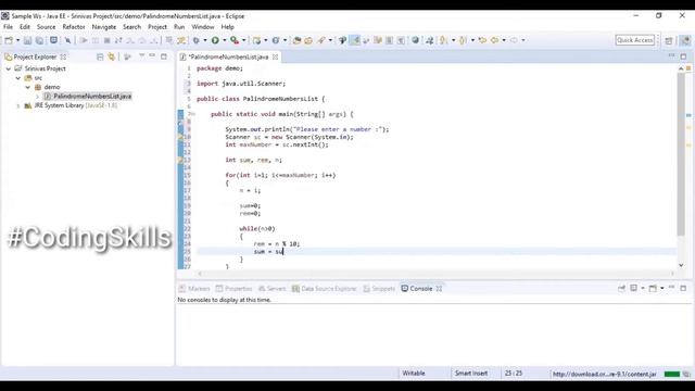 Program to display Palindrome Numbers in Java | Coding Skills смотреть онлайн