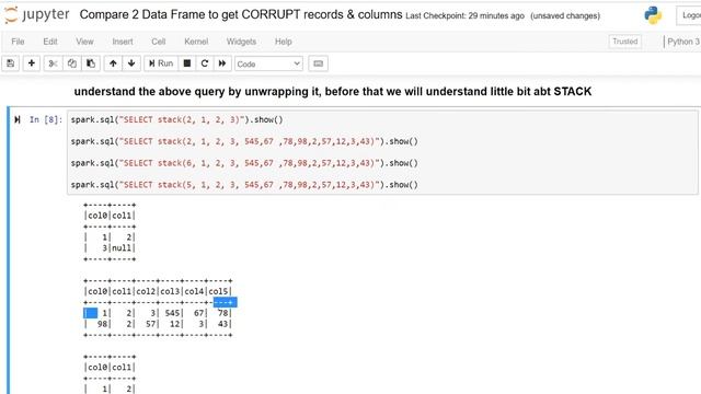 6. Compare 2 DataFrame using STACK and eqNullSafe to get corrupt records | Apache Spark?Tips ? смотреть онлайн