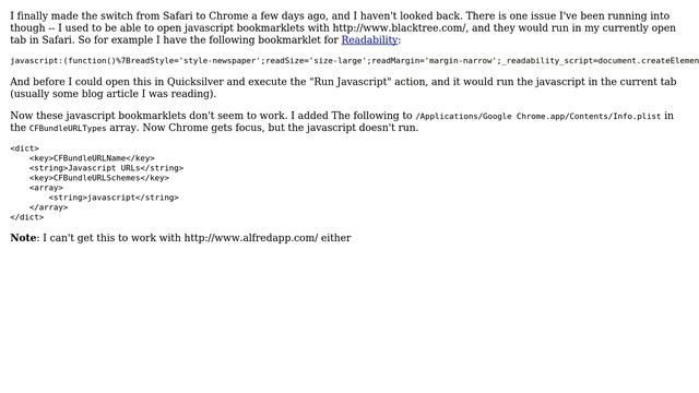 Open javascript bookmarklets from Quicksilver in Chrome смотреть онлайн