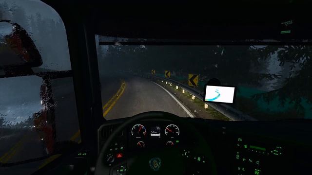 Going Downhill with Heavy Trailer and Rain - ETS2 Challenge смотреть онлайн