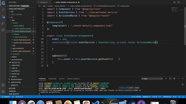 66. Angular Project Tutorial - Activated Route for Event ID смотреть онлайн