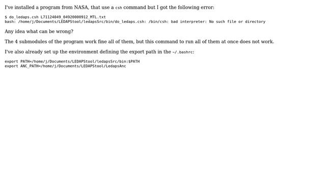 Ubuntu: Error with program.csh (bin/csh: bad interpreter: No such file or directory) смотреть онлайн
