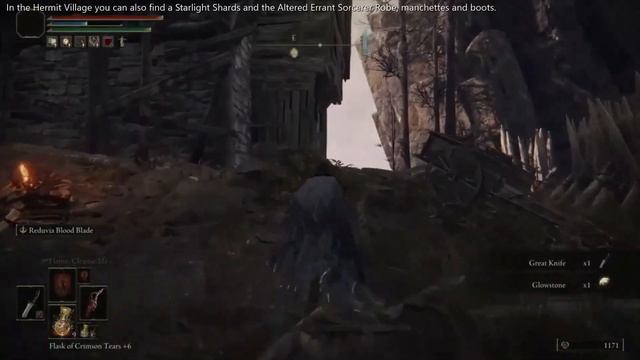 Elden Ring [Great Knife, Errant Sorcerer Robe and Starlight Shards in Hermit Village] смотреть онлайн