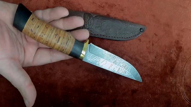 Нож "Лунь" (дамасская сталь, наборная береста) https://korenok.ru смотреть онлайн