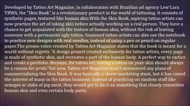 Synthetic Skin Book Allows Aspiring Tattoo Artists To Safely Hone Their Skills