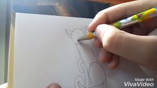 Рисуем котика сидя смотреть онлайн