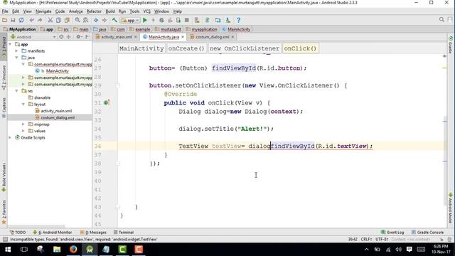 How to Set the Custom Dialog in Android studio for Beginners YouTube смотреть онлайн