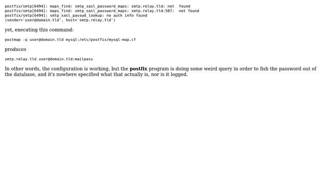 What is the correct format of a postfix sasl password database map file? (2 Solutions!!) смотреть онлайн