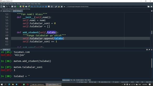 #29 Python Darslari | Object Oriented Dasturash. Obyektlar bilan ishlash смотреть онлайн