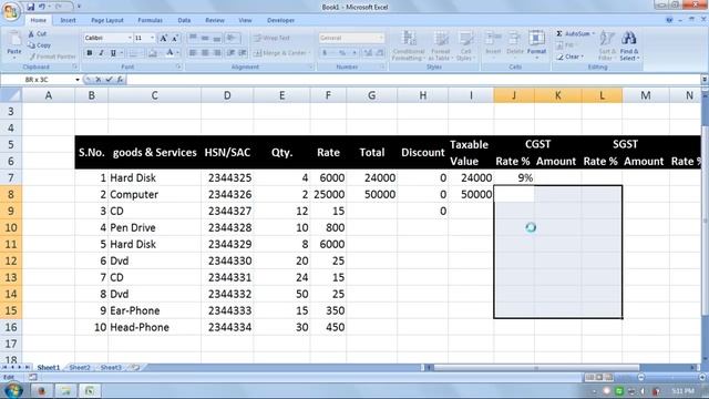 Exercise 69 | Excel Practice Book | How To Make GST Billing With Electric Items In Ms Excel смотреть онлайн