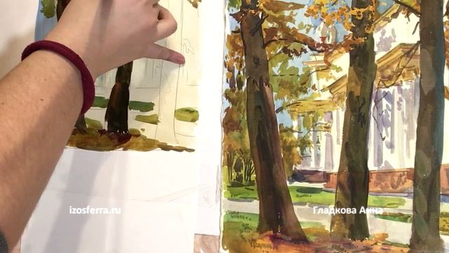 ?Урок Ани Гладковой Осень на ВДНХ. Акварель. смотреть онлайн