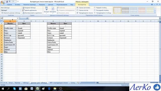 Excel. Выпадающие списки