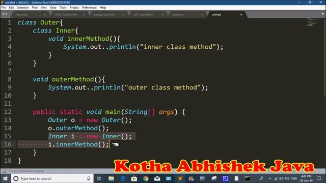 Inner Classes in Java Part 1 in Telugu by Kotha Abhishek смотреть онлайн