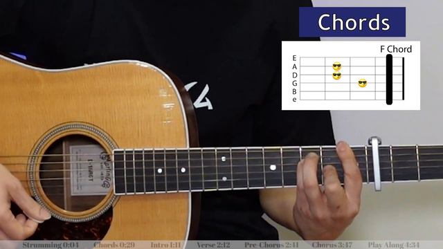 Counting Stars - OneRepublic Guitar Tutorial EASY VERSION смотреть онлайн
