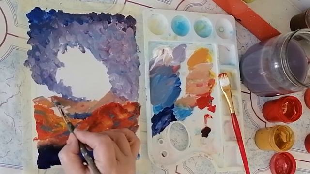 Показываю как легко и просто нарисовать горы гуашью Рисуем с Любовью Draw with Love смотреть онлайн