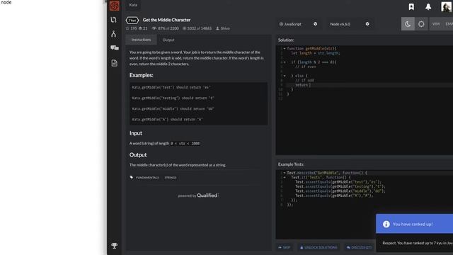 Code Wars Javascript Tutorial "Get the Middle Character" смотреть онлайн