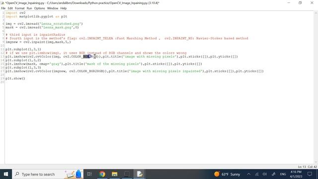 OpenCV Image Inpainting, PyWavelets Wavelet Transform смотреть онлайн