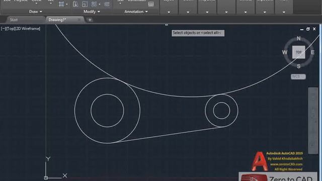 LESSON 12 : EXAMPLE 02 in AutoCAD 2019 (www.zerotoCAD.com) смотреть онлайн