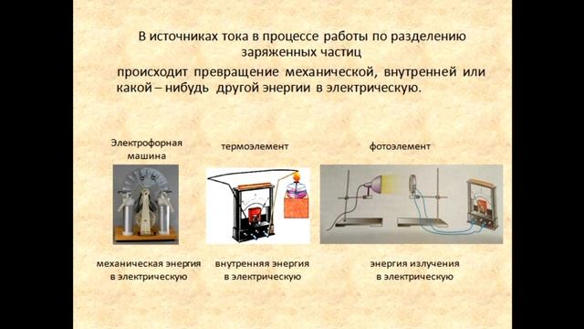 Физика 8 класс Электрический ток Источники электрического тока смотреть онлайн