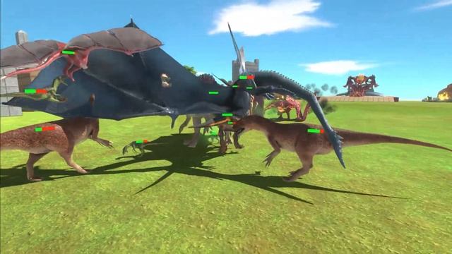 Dinosaurs vs Fire Dragon Team | Indominus Rex or Lava Dragon - Animal Revolt Battle Simulator смотреть онлайн
