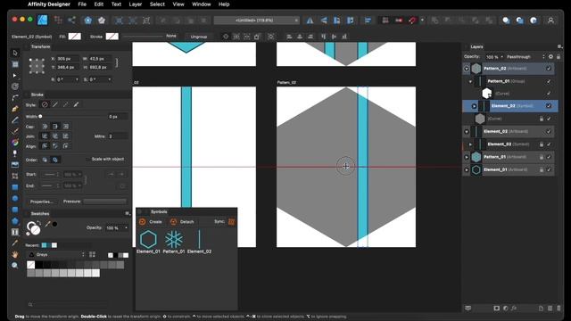 how to create patterns (ornaments) in Affinity Designer in minutes | STEP BY STEP | Example No.2 смотреть онлайн