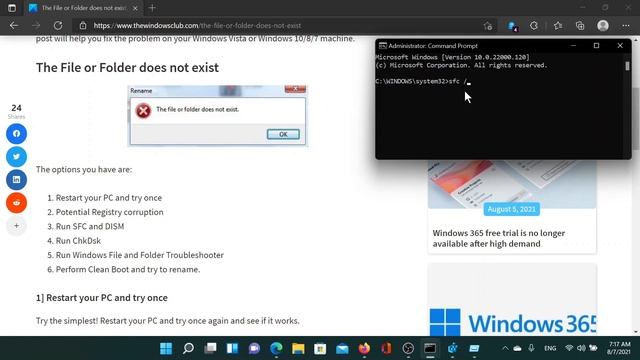 The File or Folder does not exist, Unable to move or rename in Windows смотреть онлайн