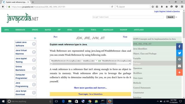 Explain weak reference type in Java.
| javapedia.net смотреть онлайн