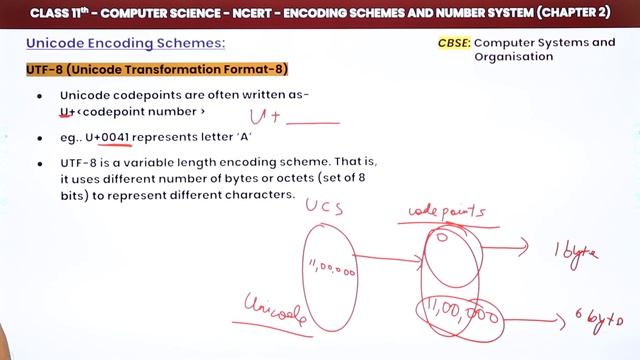 Unicode Encoding Schemes - Encoding Schemes & Number System | Class 11 Computer Science Chapter 2 смотреть онлайн