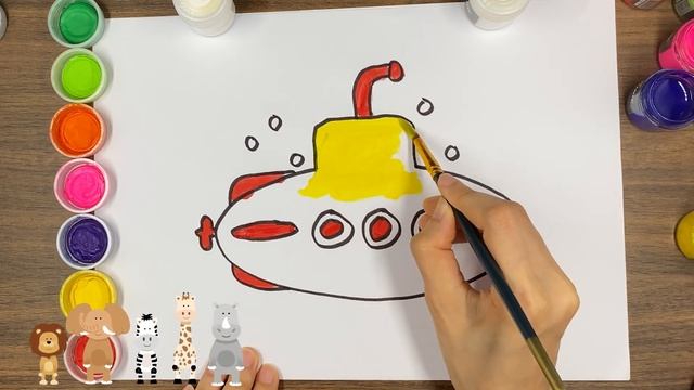 Рисование подводной лодки для детей / Drawing Submarine For Kids смотреть онлайн