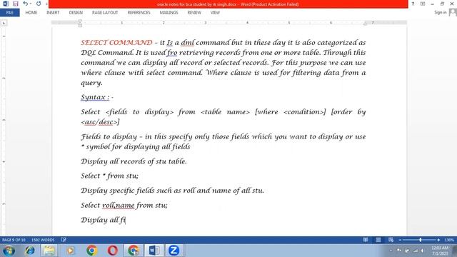 Oracle # 12 | Select Command | Different technique of Retrieving record.| order by and where claus смотреть онлайн