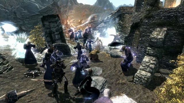 Skyrim Battles - Erandur, Thorek, Veren Duleri & 47 Vaermina Devotees vs Necromancers Army смотреть онлайн