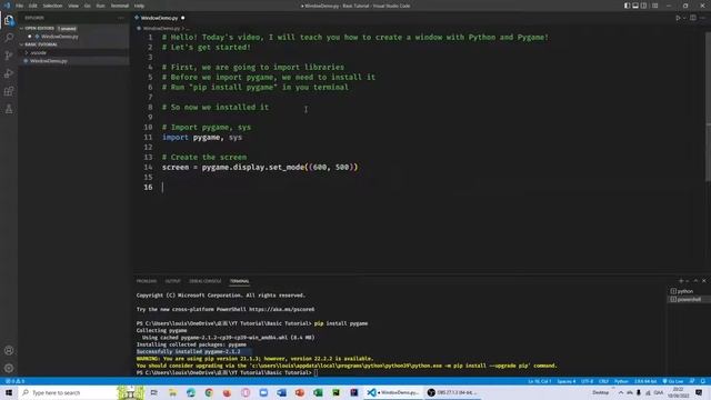 How to create a window with Python and Pygame смотреть онлайн