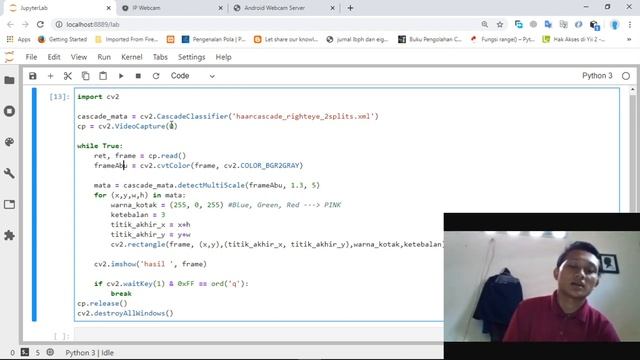 Deteksi Mata Kanan menggunakan Opencv Python смотреть онлайн