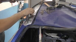 NISSAN Note.  Рихтовка батона крыши.