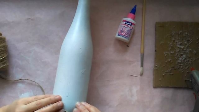 Декор бутылки джутом на день влюбленных