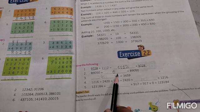 Exercise 2.2, addition, fill in the blanks #soniasingla #class4th # mathematicswithsona