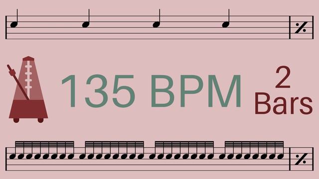 Metronome Click Track - 2 Bars Quarter to 32nd Notes 135 bpm - Smartronome смотреть онлайн