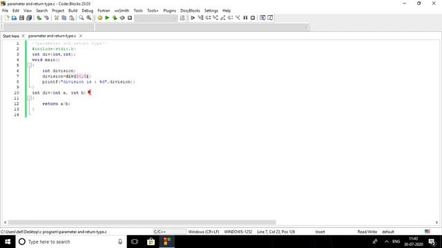 Parameter and return type function in c смотреть онлайн