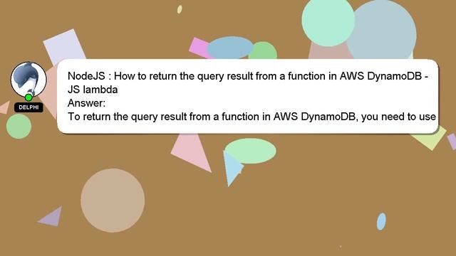 NodeJS : How to return the query result from a function in AWS DynamoDB - JS lambda смотреть онлайн